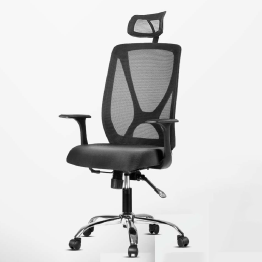Staff Chair — Mesh Black High-Back | Wooden Base Mesh, High-Density Foam, Wooden Base, Hydraulic Lift | 50×50×120cm [SH-M-006]