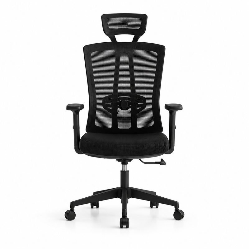 Staff Chair — Mesh Black High-Back | Medical Dual-Support, Dual Lumbar Support, Adjustable Headrest, Tilt-Lock | H115-125cm [SH-M-009]