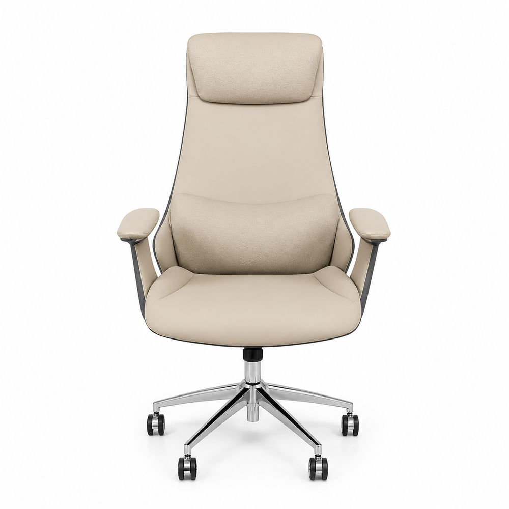 Manager Chair — Leather Champagne | Nova Champagne, Adjustable Headrest, Luxury Finish | H115-125cm [ML-015]