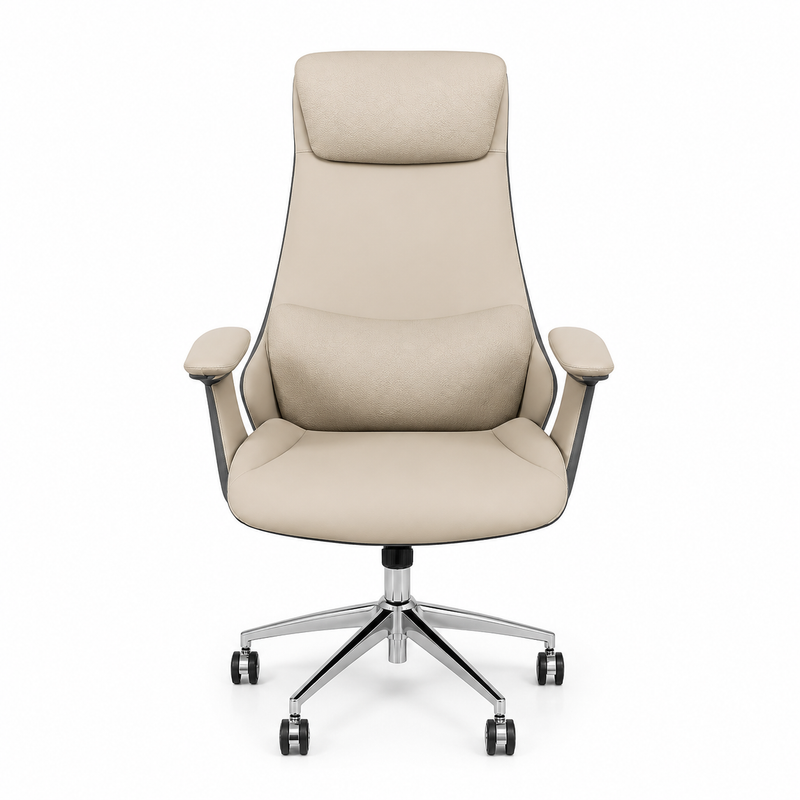 Manager Chair — Leather Champagne | Nova Champagne, Adjustable Headrest, Luxury Finish | H115-125cm [ML-015]