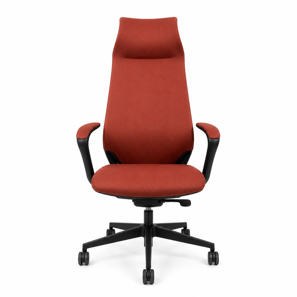 Manager Chair — Leather Red | Red Executive, Integrated Headrest, 360° Swivel, Bold Statement | H115-125cm [ML-011]