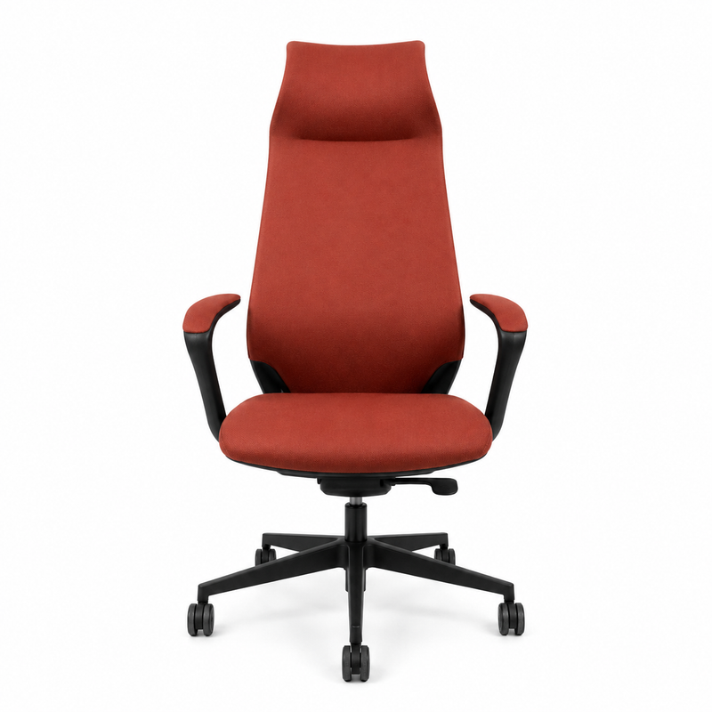 Manager Chair — Leather Red | Red Executive, Integrated Headrest, 360° Swivel, Bold Statement | H115-125cm [ML-011]