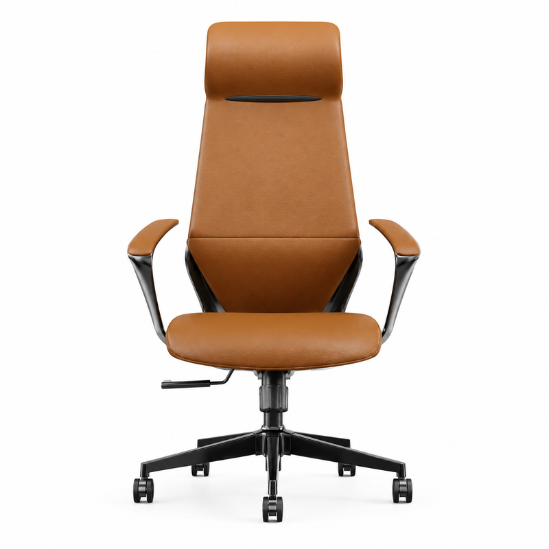 Manager Chair — Leather Brown | Prestige Brown, Adjustable Headrest, Pneumatic Gas Lift | H115-125cm [ML-013]