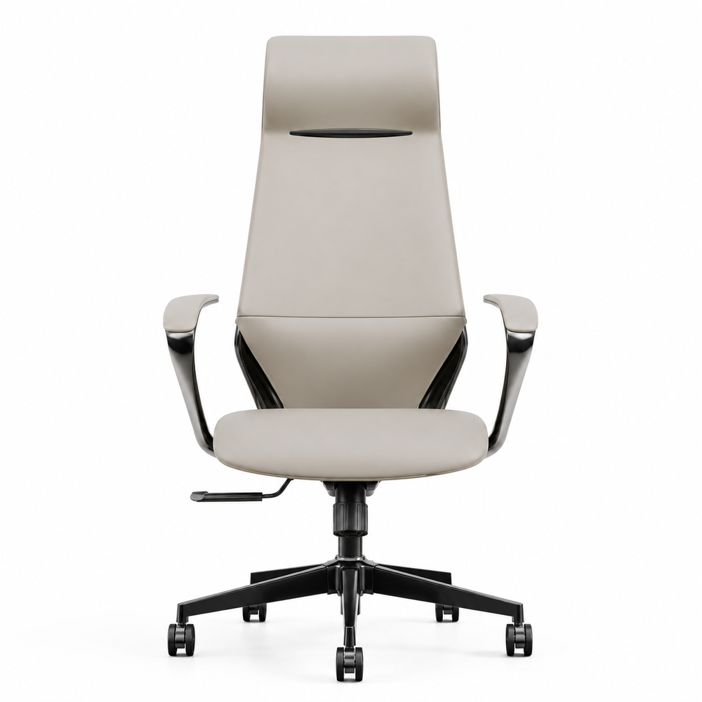 Manager Chair — Leather Black | Heavy-Duty Executive, Fixed Lumbar Support, Integrated Headrest, 120kg | H115-125cm [ML-012]