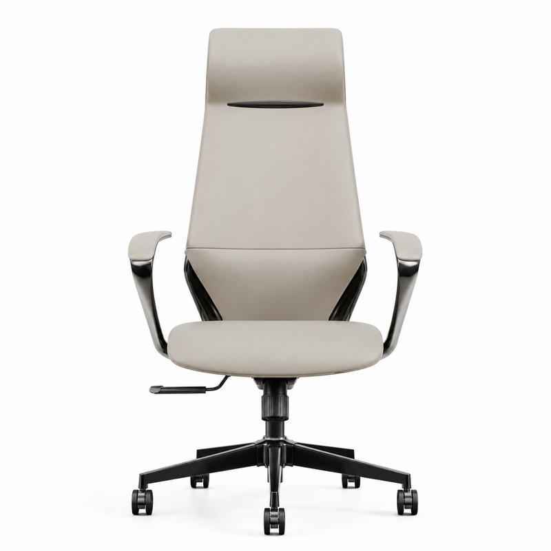 Manager Chair — Leather Black | Heavy-Duty Executive, Fixed Lumbar Support, Integrated Headrest, 120kg | H115-125cm [ML-012]