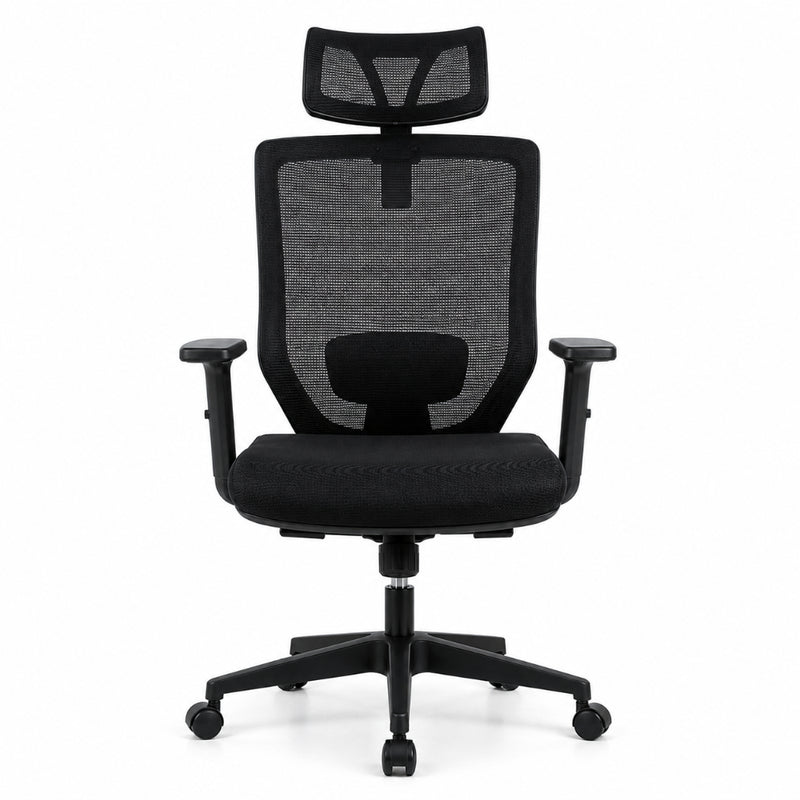 Staff Chair — Mesh Black High-Back | ErgoMesh Executive, Headrest, Lumbar Support, Premium Mesh | H115-125cm [SH-M-019]