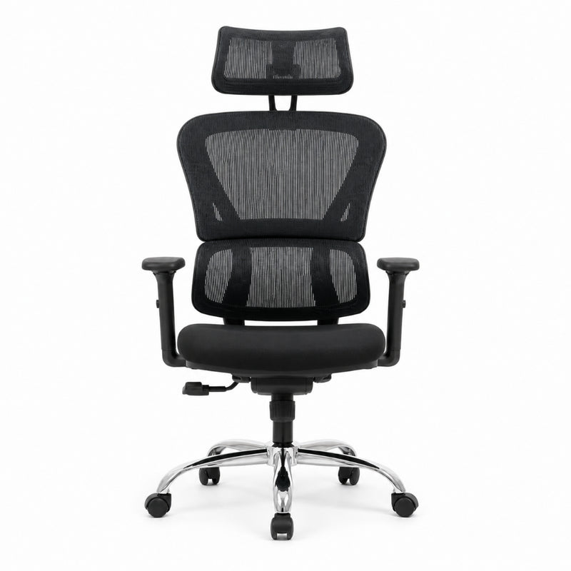 Staff Chair — Mesh Black High-Back | Premium Mesh Ergonomic, Headrest, Lumbar Support, Breathable | H115-125cm [SH-M-018]