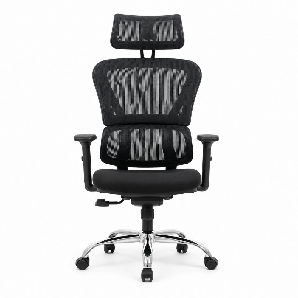 Staff Chair — Mesh Black High-Back | Premium Mesh Ergonomic, Headrest, Lumbar Support, Breathable | H115-125cm [SH-M-018]