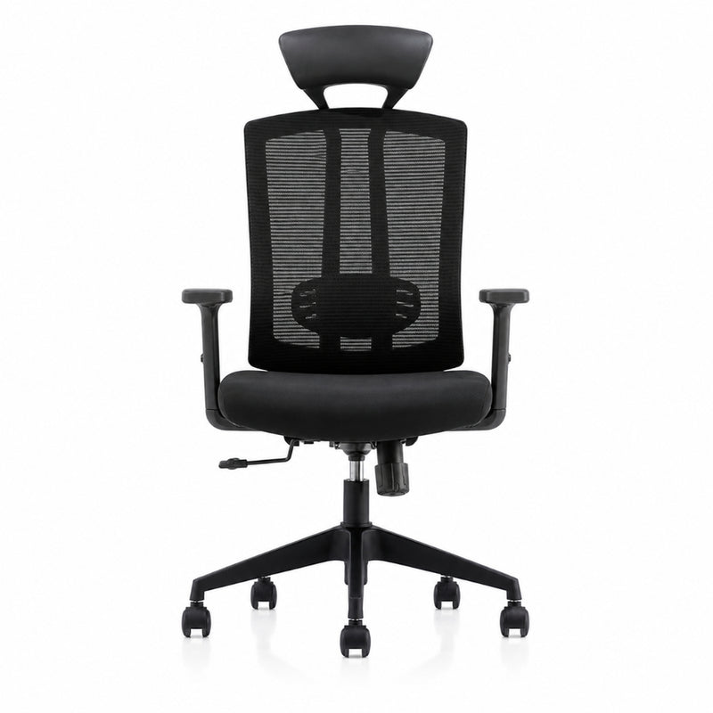 Staff Chair — Mesh Black High-Back | ErgoFlex Pro Mesh, Adjustable Headrest, Lumbar Support | H115-125cm [SH-M-011]