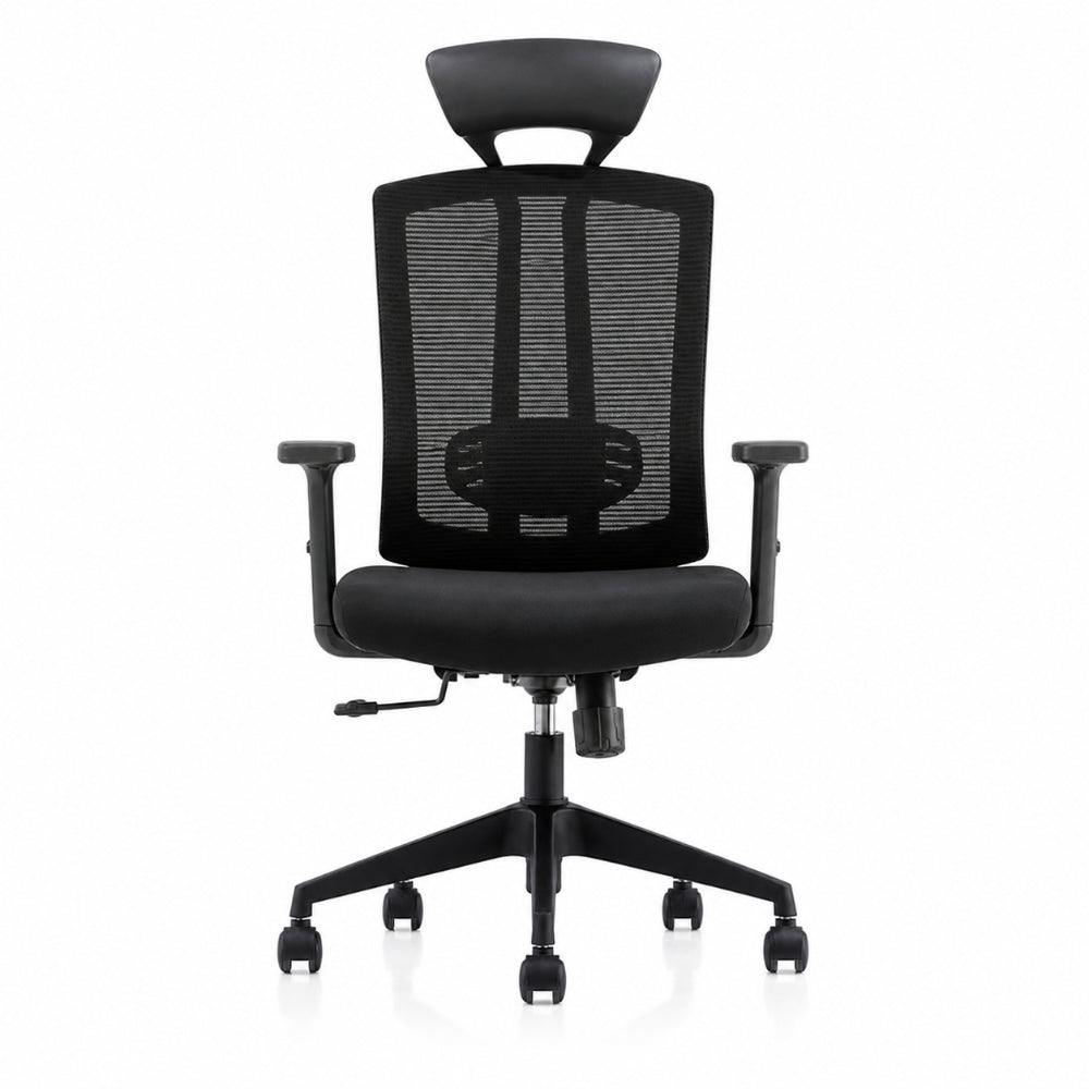 Staff Chair — Mesh Black High-Back | ErgoFlex Pro Mesh, Adjustable Headrest, Lumbar Support | H115-125cm [SH-M-011]
