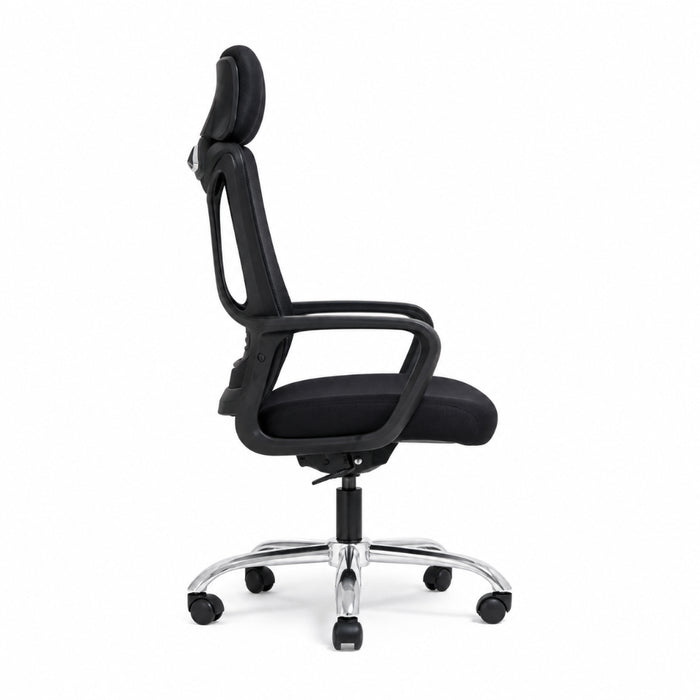 Staff Chair — Mesh Black High-Back | ErgoMesh Standard, Headrest, Breathable Mesh | H115-125cm [SH-M-010]