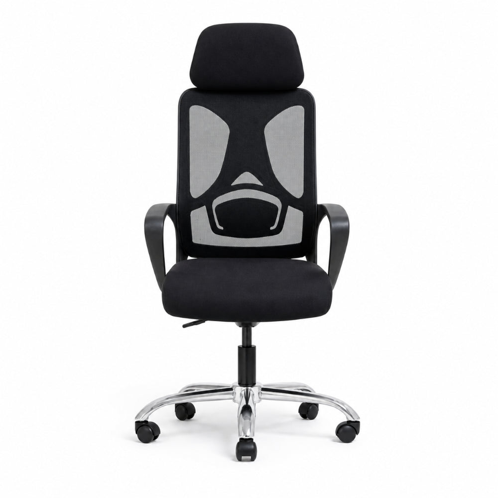 Staff Chair — Mesh Black High-Back | ErgoMesh Standard, Headrest, Breathable Mesh | H115-125cm [SH-M-010]