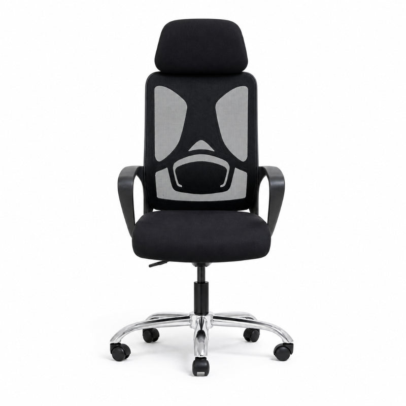 Staff Chair — Mesh Black High-Back | ErgoMesh Standard, Headrest, Breathable Mesh | H115-125cm [SH-M-010]