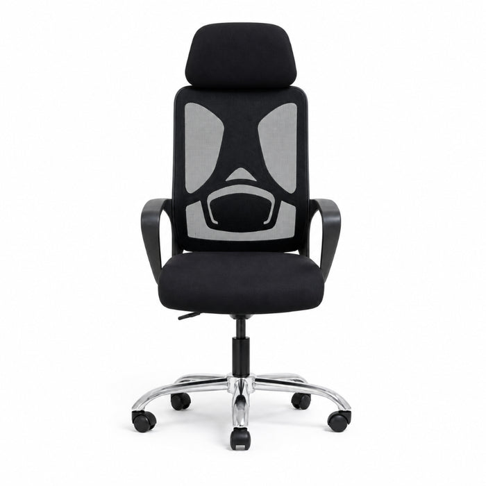 Staff Chair — Mesh Black High-Back | ErgoMesh Standard, Headrest, Breathable Mesh | H115-125cm [SH-M-010]