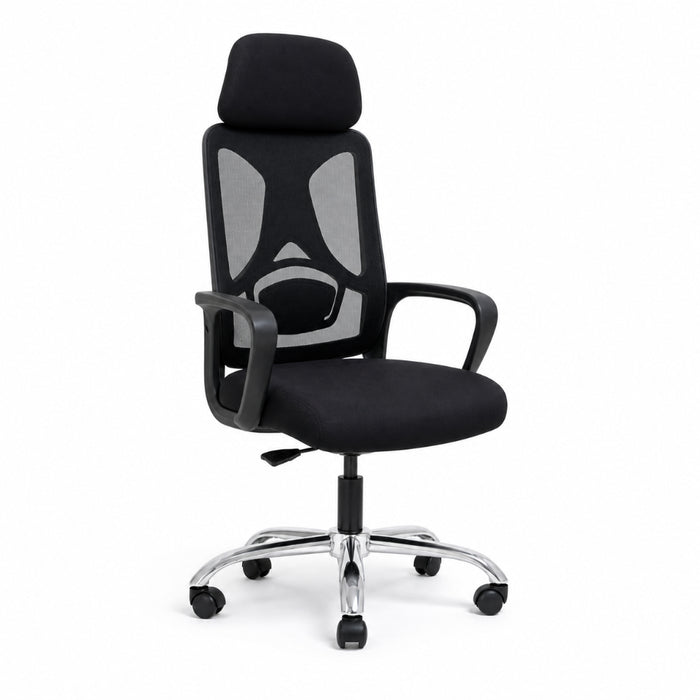 Staff Chair — Mesh Black High-Back | ErgoMesh Standard, Headrest, Breathable Mesh | H115-125cm [SH-M-010]