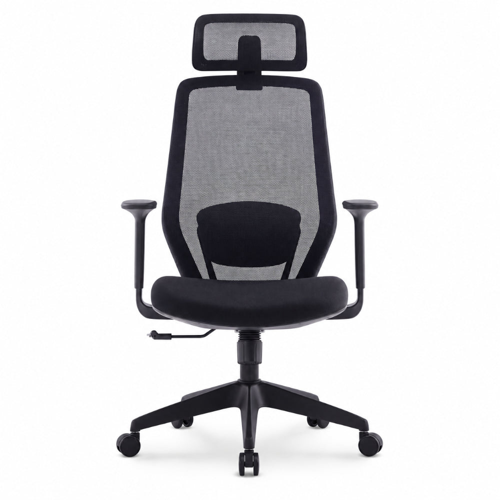 Staff Chair — Mesh Black High-Back | AeroComfort Ergonomic, Full Back Support, Headrest, Lumbar Support | H115-125cm [SH-M-015]