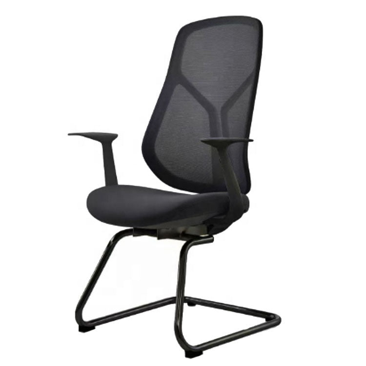 Visitor Chair — Breathable Mesh Grey Conference | Classic Non-Revolving, Fixed Arms, Non-Slip Base, High-Resilience Foam | H85cm [VC-002]