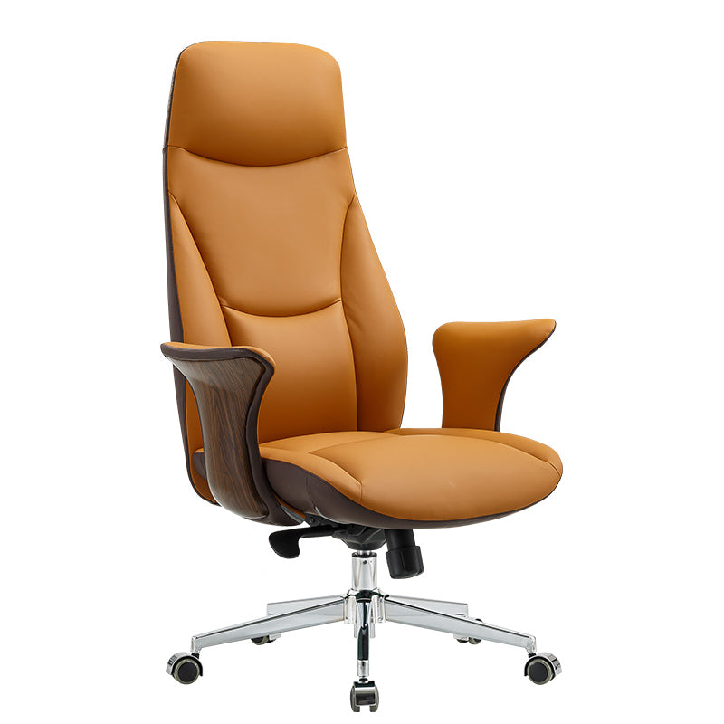Manager Chair — Leather Black | Premium Ladder-Back, Ladder Back, Aluminum Base, Tilt Mechanism | H115-125cm [ML-007]