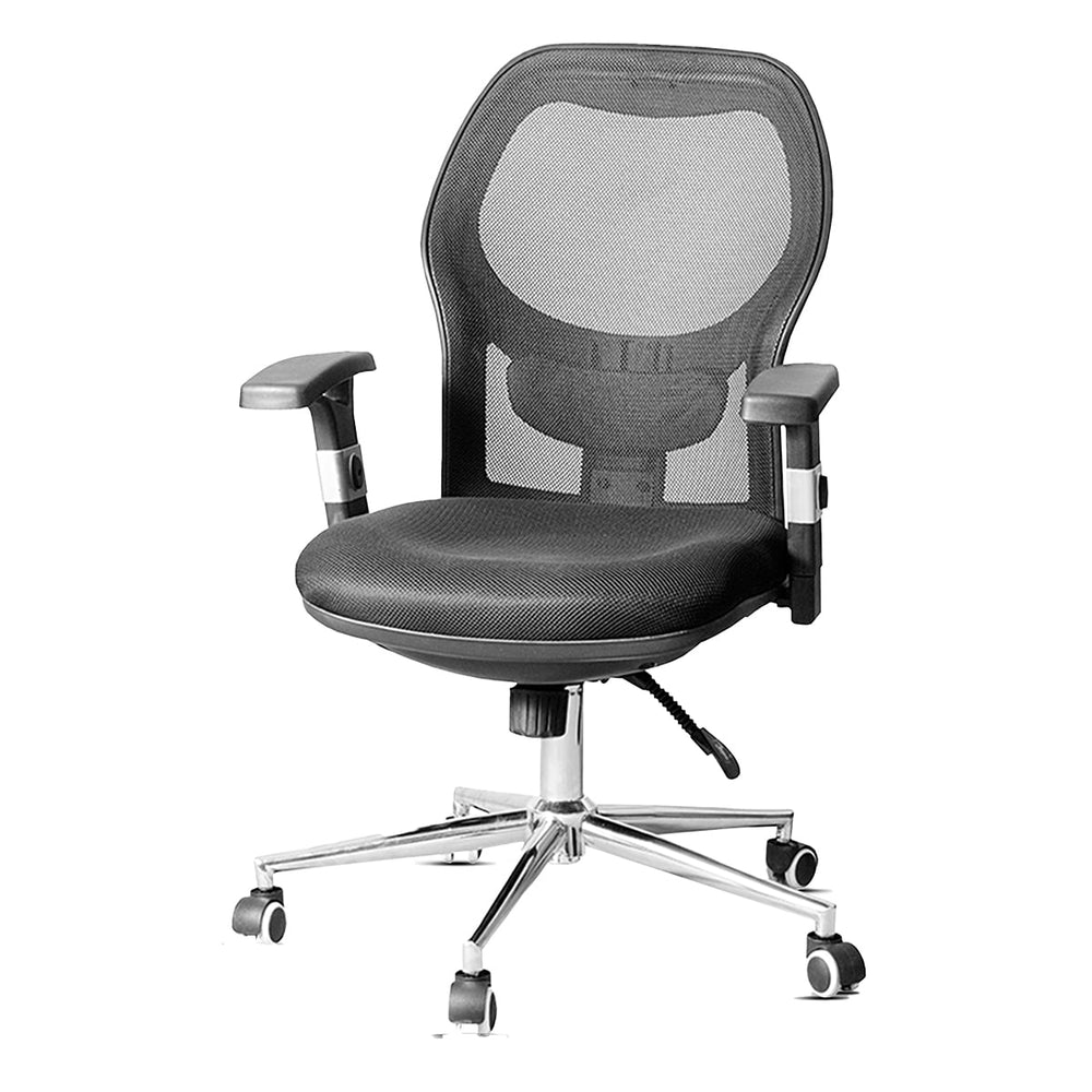 Staff Chair — Mesh Black High-Back | Slider Pro Mesh, Slider Seat, 3D Armrests, Aluminum Base, Headrest | H115-125cm [SH-M-005]