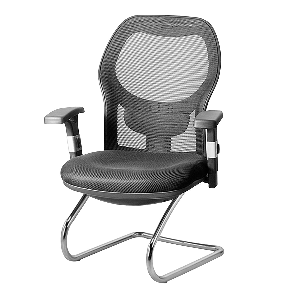Visitor Chair — Breathable Mesh Black Reception | Executive Sled Base, Height Adjustable, Armrest Options, Tilt Function | H90-100cm [VR-002]