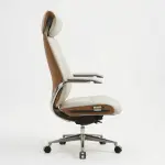 Executive Comfort Pro Office Chair | Premium Cream PU Leather & Adjustable Headrest