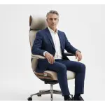 Executive Comfort Pro Office Chair | Premium Cream PU Leather & Adjustable Headrest