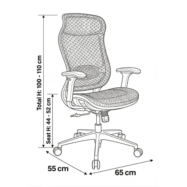 Medical Mesh Chair High Back | Ergonomic Office Seating with Lumbar Support & 1-Year Warranty