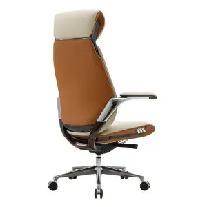 Executive Comfort Pro Office Chair | Premium Cream PU Leather & Adjustable Headrest