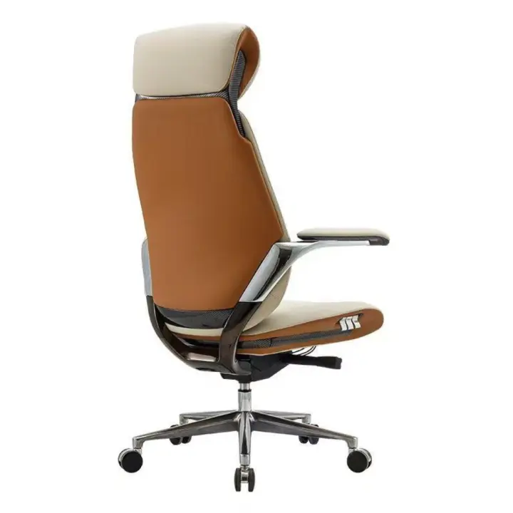 Executive Comfort Pro Office Chair | Premium Cream PU Leather & Adjustable Headrest